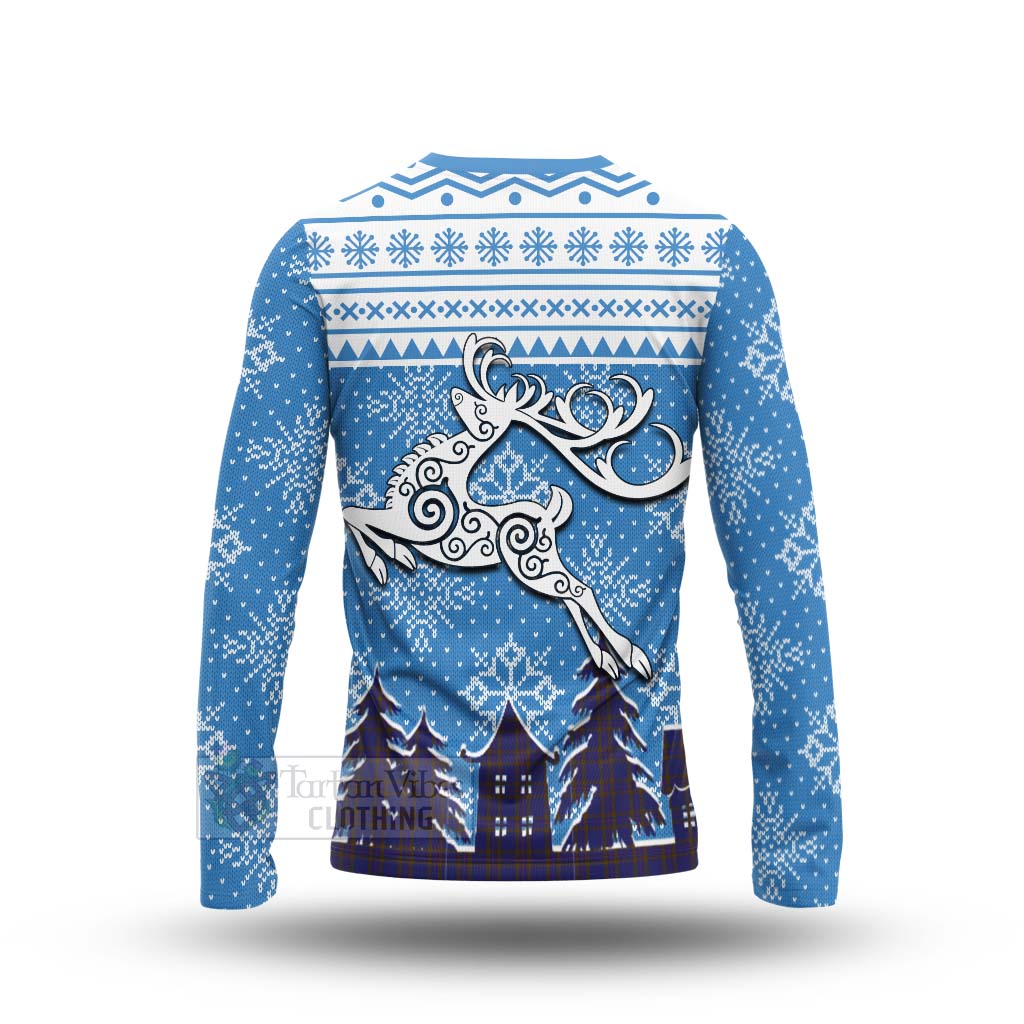 Tartan Vibes Clothing Elliot Clan Christmas Long Sleeve T-Shirt Celtic Reindeer Style