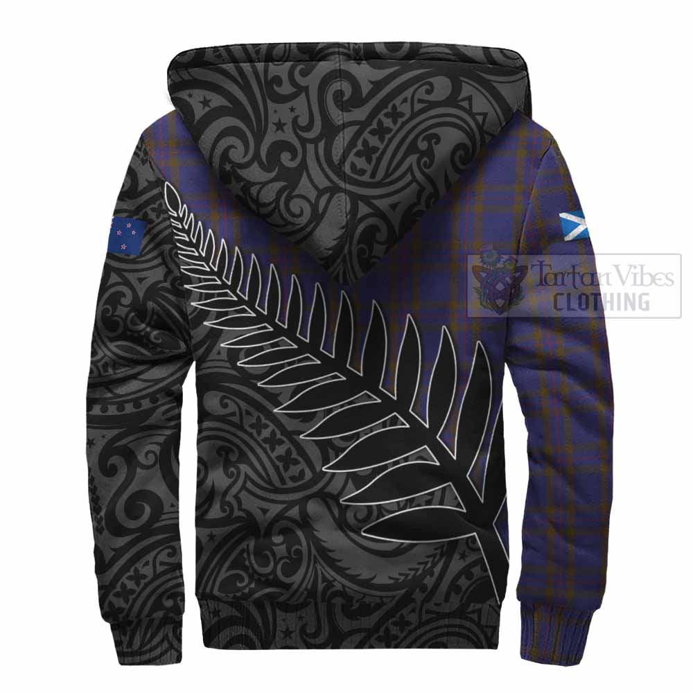 Tartan Vibes Clothing Elliot Crest Tartan Sherpa Hoodie with New Zealand Silver Fern Half Style