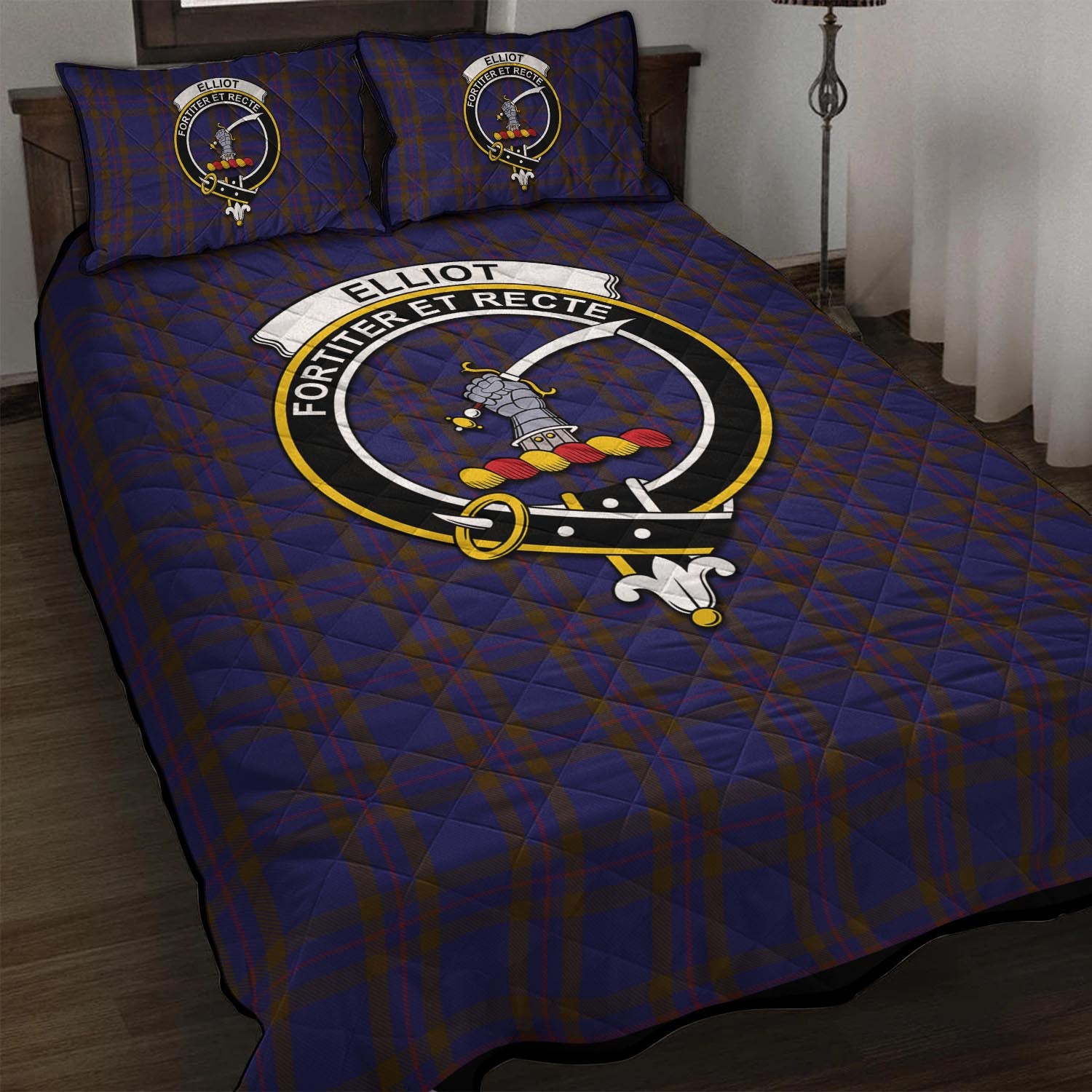 Elliot Tartan Quilt Bed Set with Family Crest - Tartan Vibes Clothing