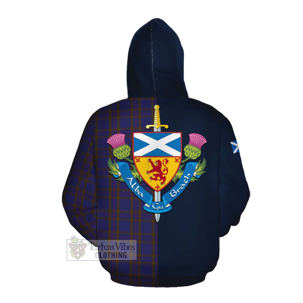 Tartan Vibes Clothing Elliot Tartan Cotton Hoodie Alba with Scottish Lion Royal Arm Half Style