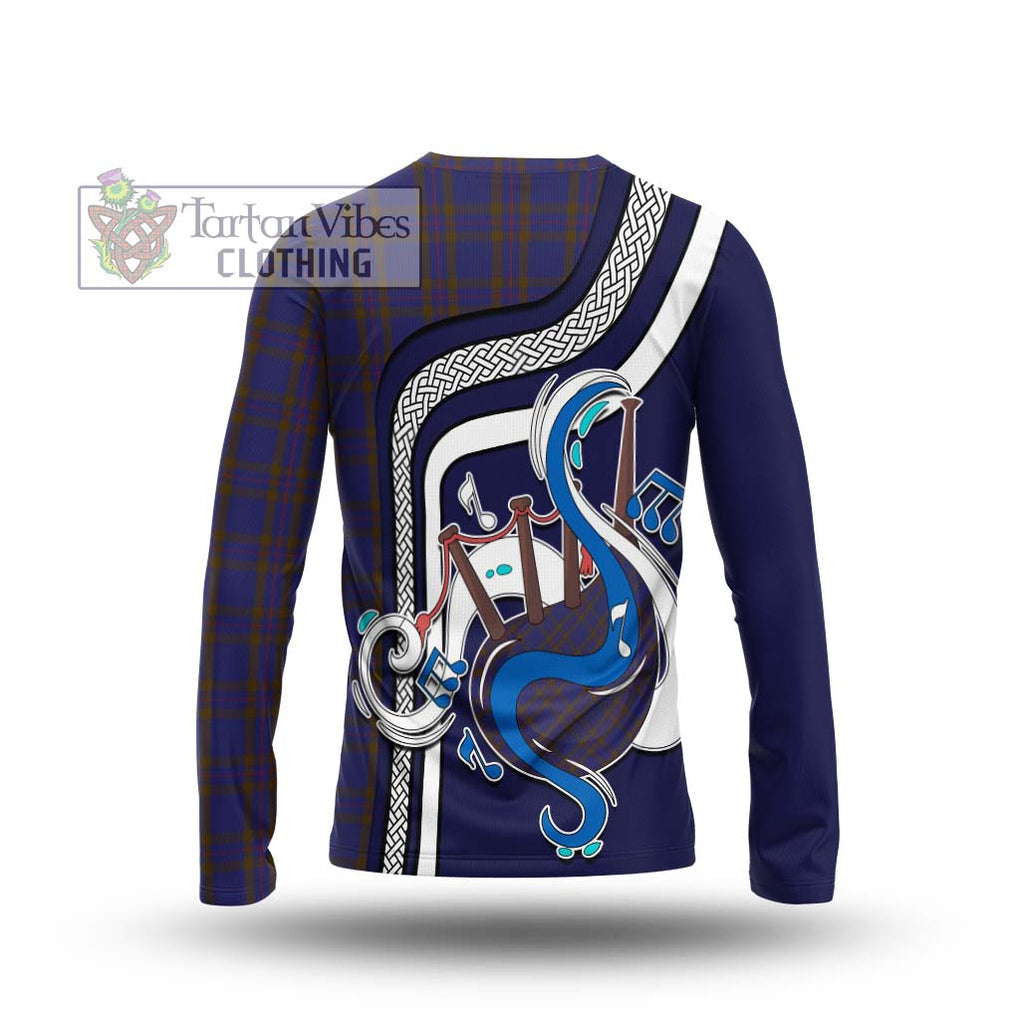 Tartan Vibes Clothing Elliot Tartan Long Sleeve T-Shirt with Epic Bagpipe Style