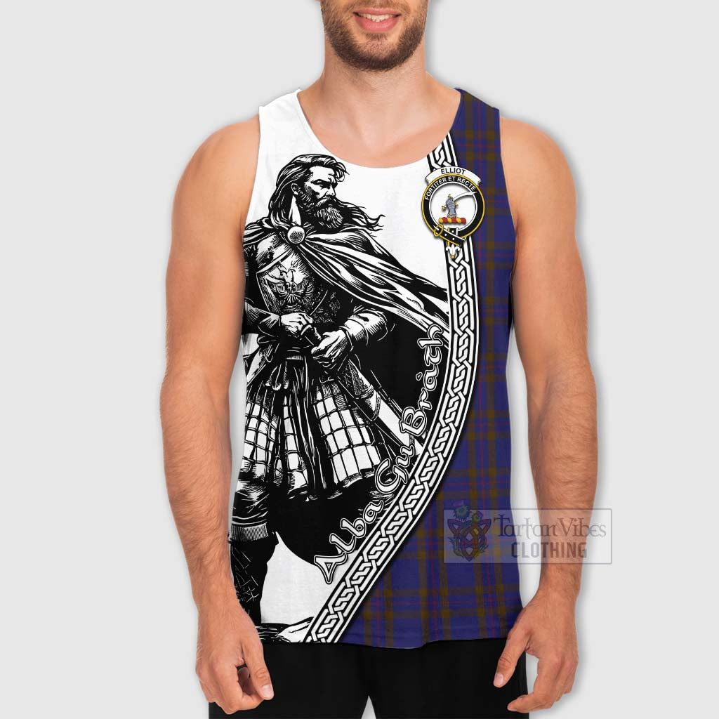 Elliot Tartan Clan Crest Men's Tank Top with Highlander Warrior Celtic Style - Tartan Vibes Clothing