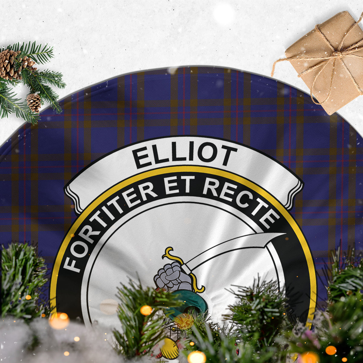 Elliot Tartan Christmas Tree Skirt with Family Crest - Tartan Vibes Clothing