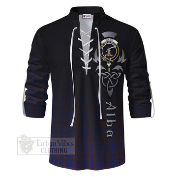 Elliot Tartan Ghillie Kilt Shirt Featuring Alba Gu Brath Family Crest Celtic Inspired