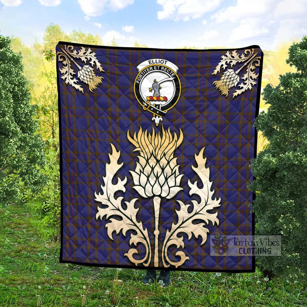 Tartan Vibes Clothing Elliot Tartan Quilt with Family Crest and Golden Thistle Style