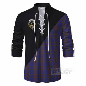 Elliot Tartan Ghillie Kilt Shirt with Family Crest and Military Logo Style