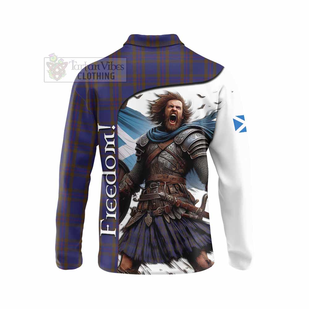 Tartan Vibes Clothing Elliot Crest Tartan Long Sleeve Polo Shirt Inspired by the Freedom of Scottish Warrior