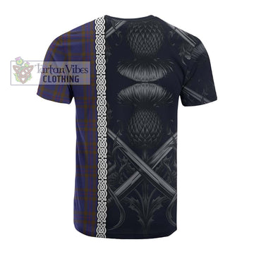 Elliot Tartan Cotton T-shirt with Family Crest Cross Sword Thistle Celtic Vibes