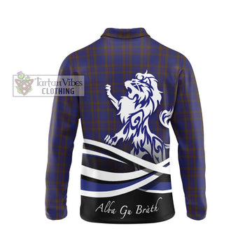 Elliot Tartan Long Sleeve Polo Shirt with Alba Gu Brath Regal Lion Emblem