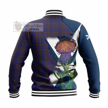 Elliot Tartan Family Crest Baseball Jacket Scottish Thistle Celtic Inspired - Tartan Vibes Clothing