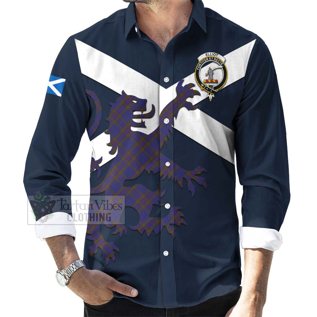 Tartan Vibes Clothing Elliot Tartan Lion Rampant Long Sleeve Button Shirt – Proudly Display Your Heritage with Alba Gu Brath and Clan Name