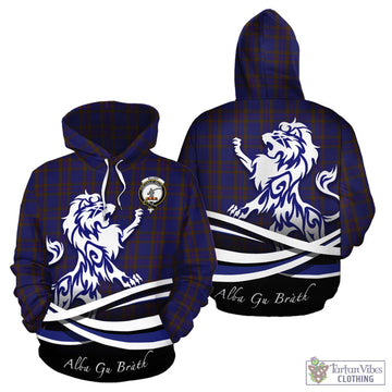 Elliot Tartan Hoodie with Alba Gu Brath Regal Lion Emblem