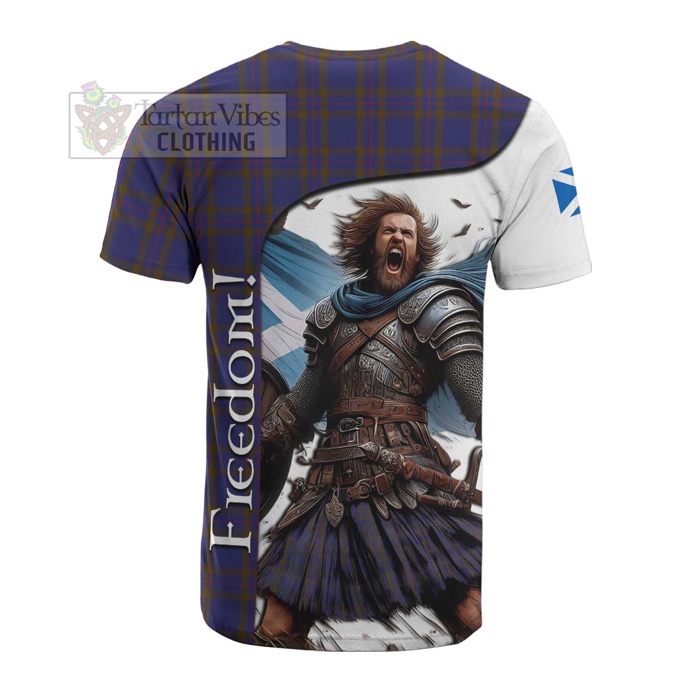 Tartan Vibes Clothing Elliot Crest Tartan Cotton T-shirt Inspired by the Freedom of Scottish Warrior