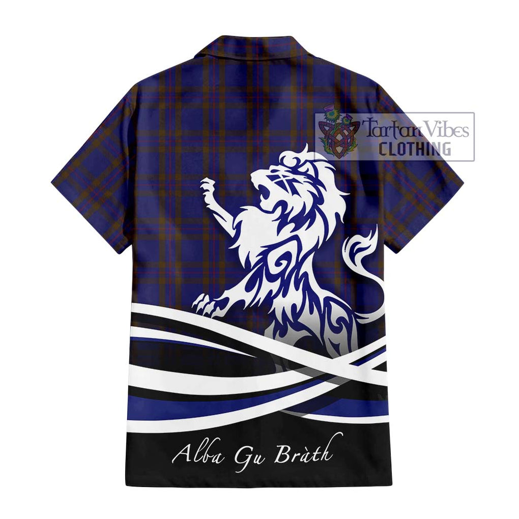 Elliot Tartan Short Sleeve Button Shirt with Alba Gu Brath Regal Lion Emblem - Tartanvibesclothing Shop