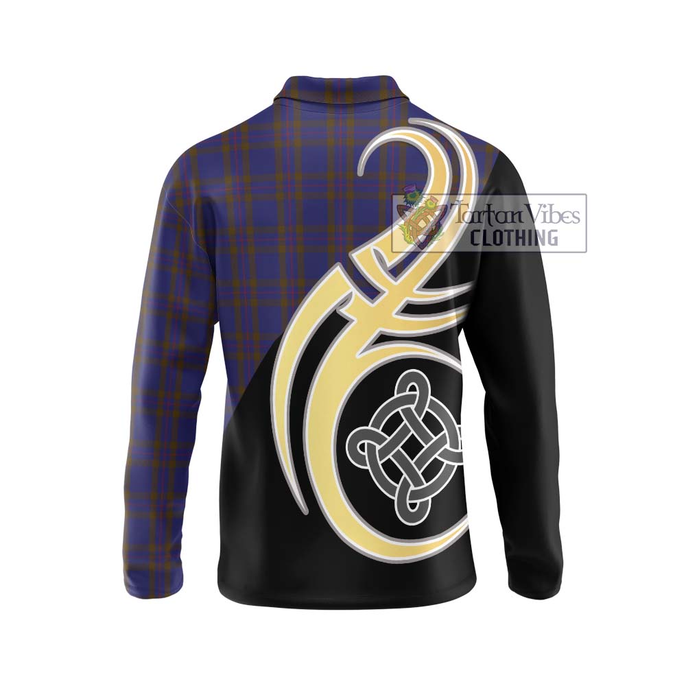 Elliot Tartan Long Sleeve Polo Shirt with Family Crest and Celtic Symbol Style - Tartan Vibes Clothing