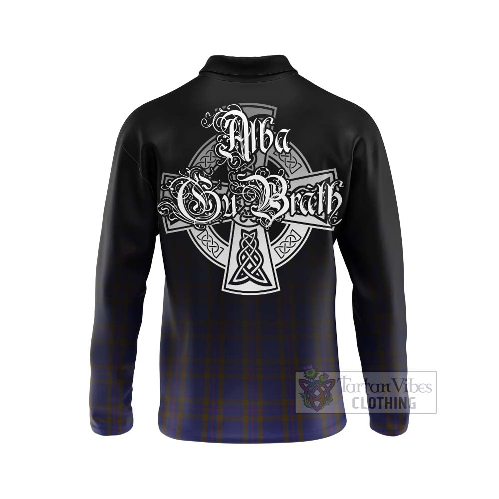 Tartan Vibes Clothing Elliot Tartan Long Sleeve Polo Shirt Featuring Alba Gu Brath Family Crest Celtic Inspired