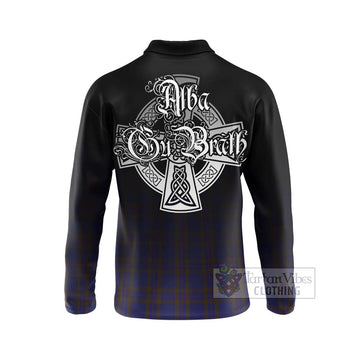 Elliot Tartan Long Sleeve Polo Shirt Featuring Alba Gu Brath Family Crest Celtic Inspired