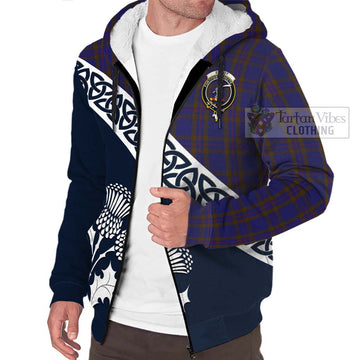 Elliot Tartan Sherpa Hoodie Featuring Thistle and Scotland Map