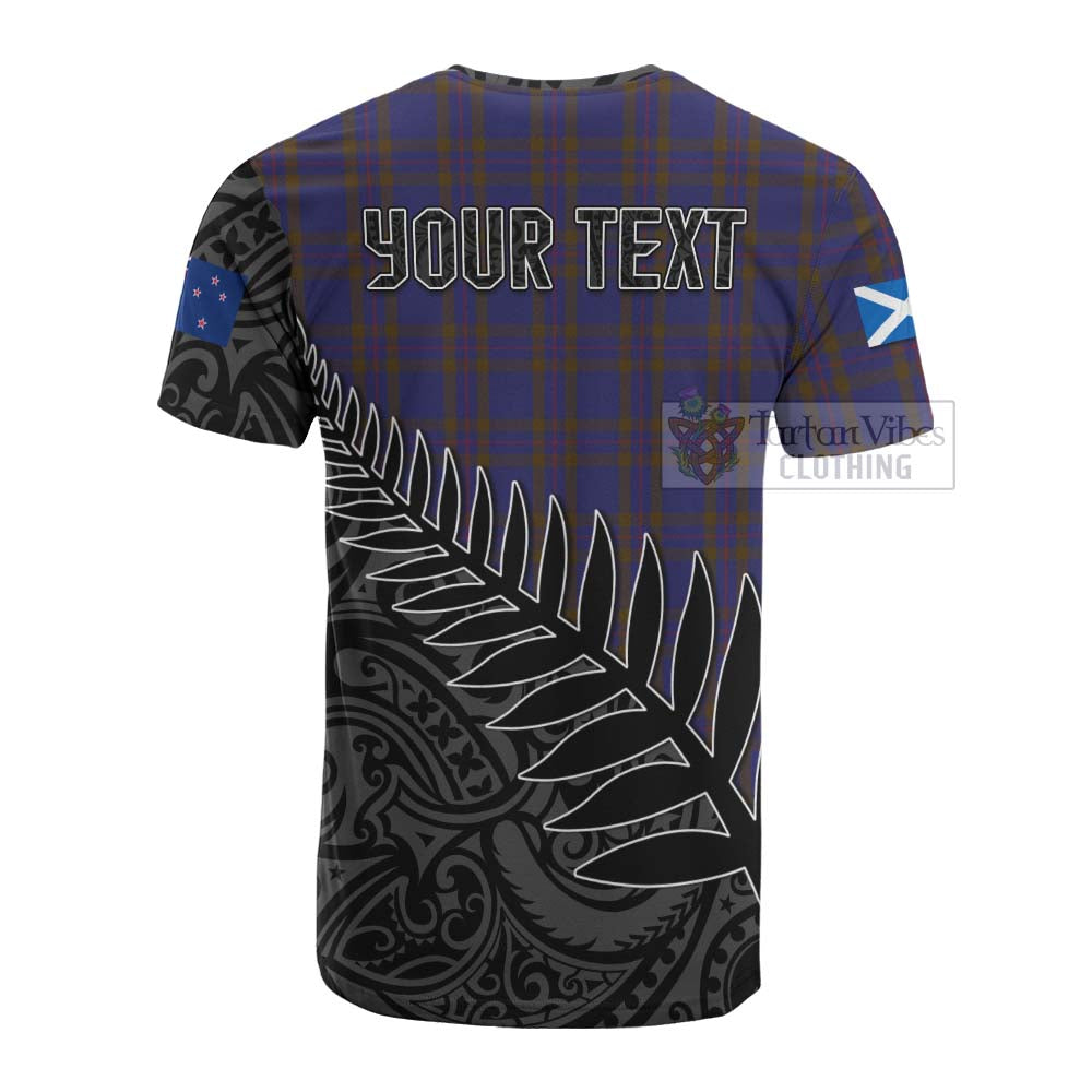 Tartan Vibes Clothing Elliot Crest Tartan Cotton T-shirt with New Zealand Silver Fern Half Style