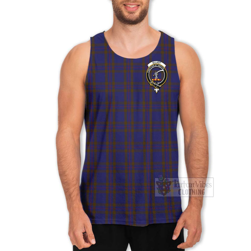 Tartan Vibes Clothing Elliot Tartan Men's Tank Top with Family Crest and Bearded Skull Holding Bottles of Whiskey