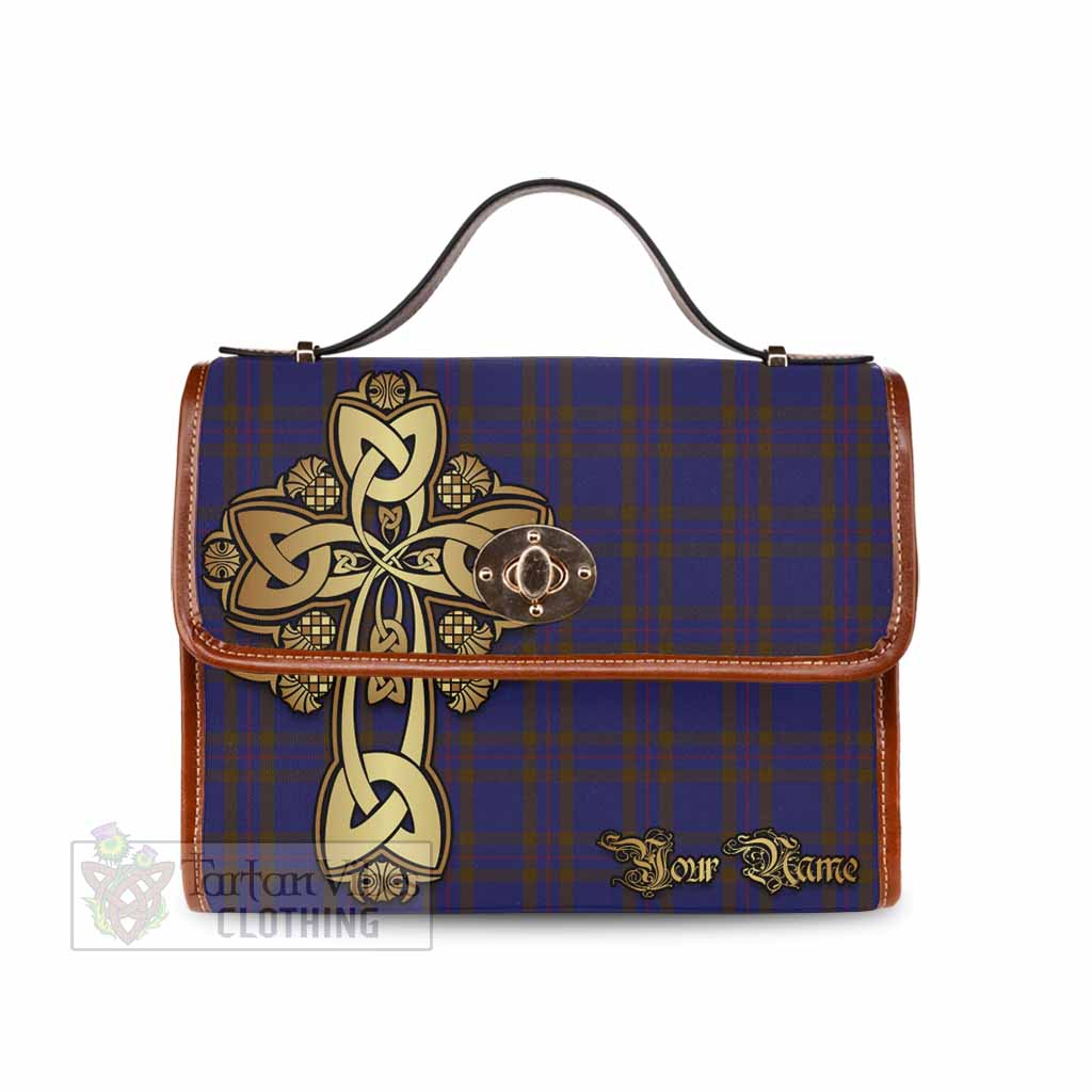 Tartan Vibes Clothing Elliot Tartan Waterproof Canvas Bag Golden Thistle Celtic Cross Style