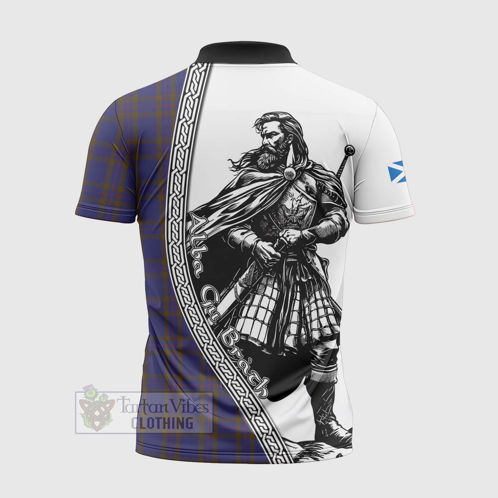 Tartan Vibes Clothing Elliot Tartan Clan Crest Zipper Polo Shirt with Highlander Warrior Celtic Style