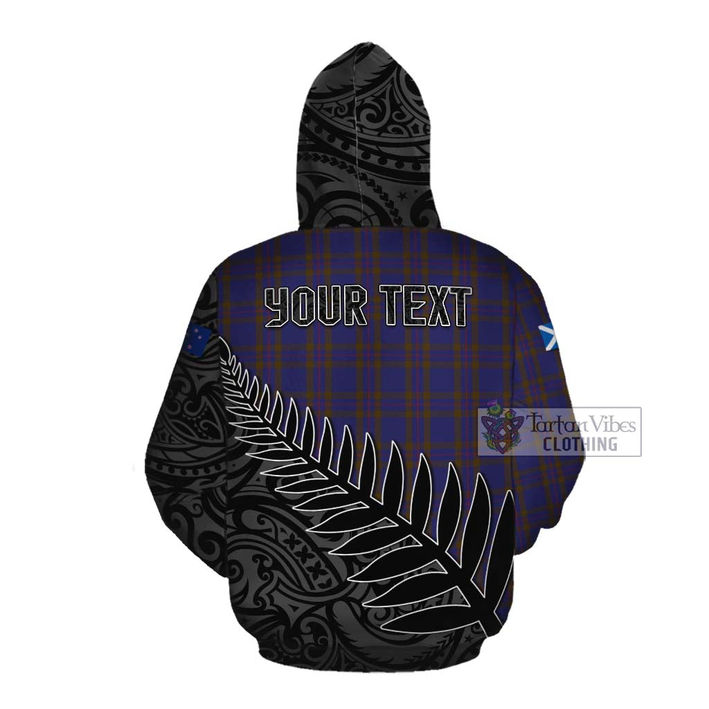 Tartan Vibes Clothing Elliot Crest Tartan Cotton Hoodie with New Zealand Silver Fern Half Style