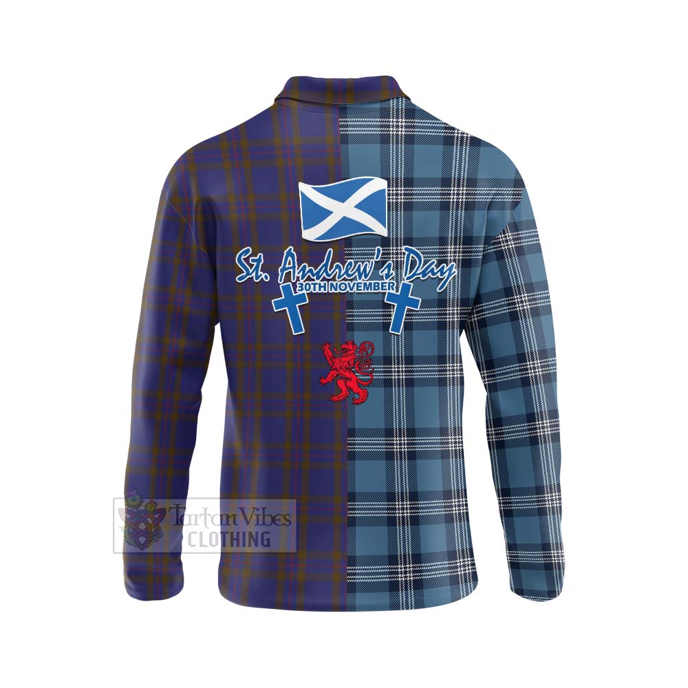 Tartan Vibes Clothing Elliot Tartan Long Sleeve Polo Shirt Happy St. Andrew's Day Half Tartan Style