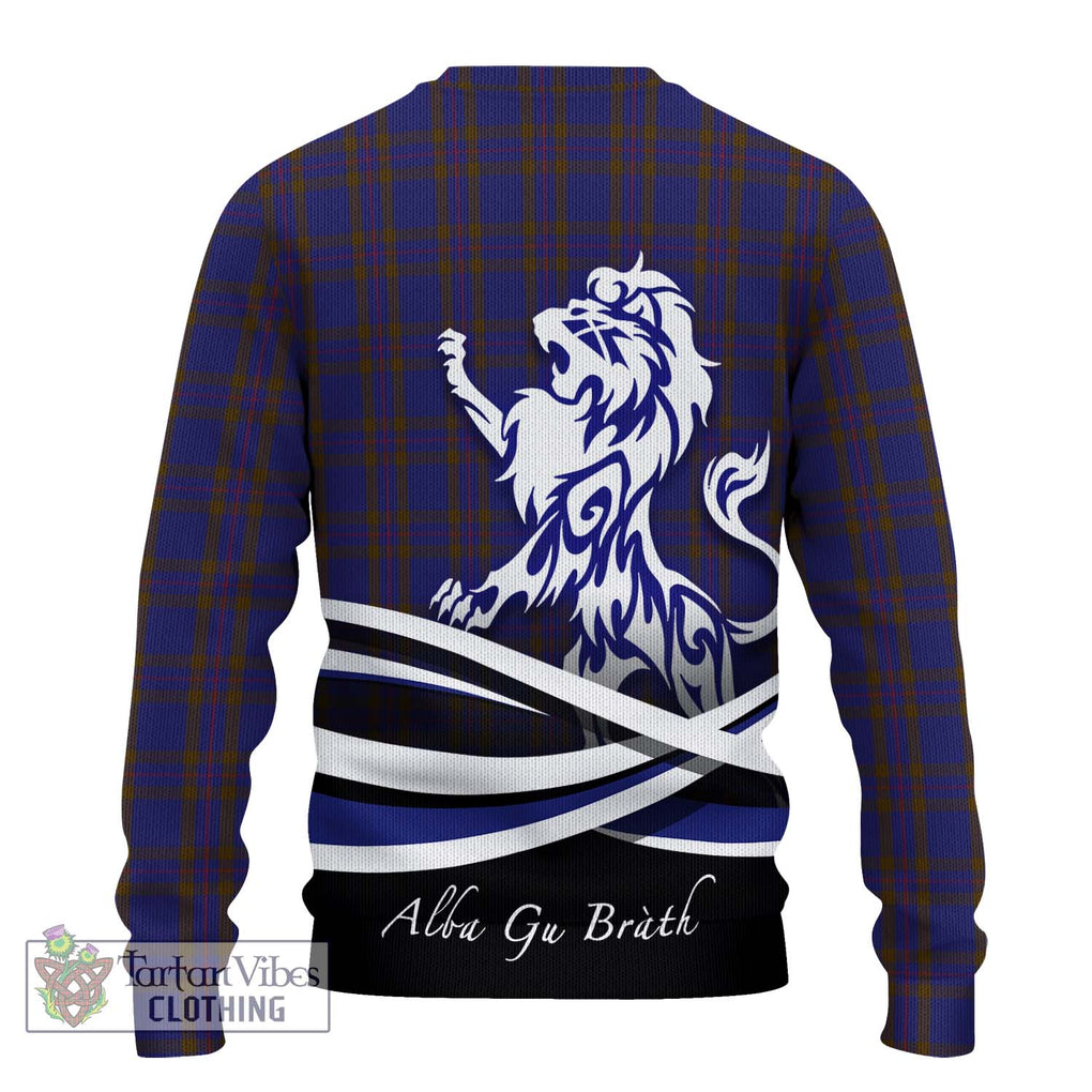 Elliot Tartan Knitted Sweater with Alba Gu Brath Regal Lion Emblem - Tartanvibesclothing Shop