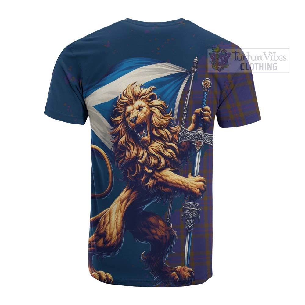 Tartan Vibes Clothing Elliot Tartan Family Crest Cotton T-shirt with Scottish Majestic Lion