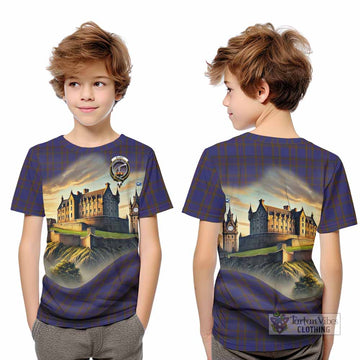 Elliot Tartan Family Crest Kid T-Shirt with Scottish Ancient Castle Style - Tartan Vibes Clothing