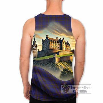 Elliot Tartan Family Crest Men's Tank Top with Scottish Ancient Castle Style - Tartan Vibes Clothing