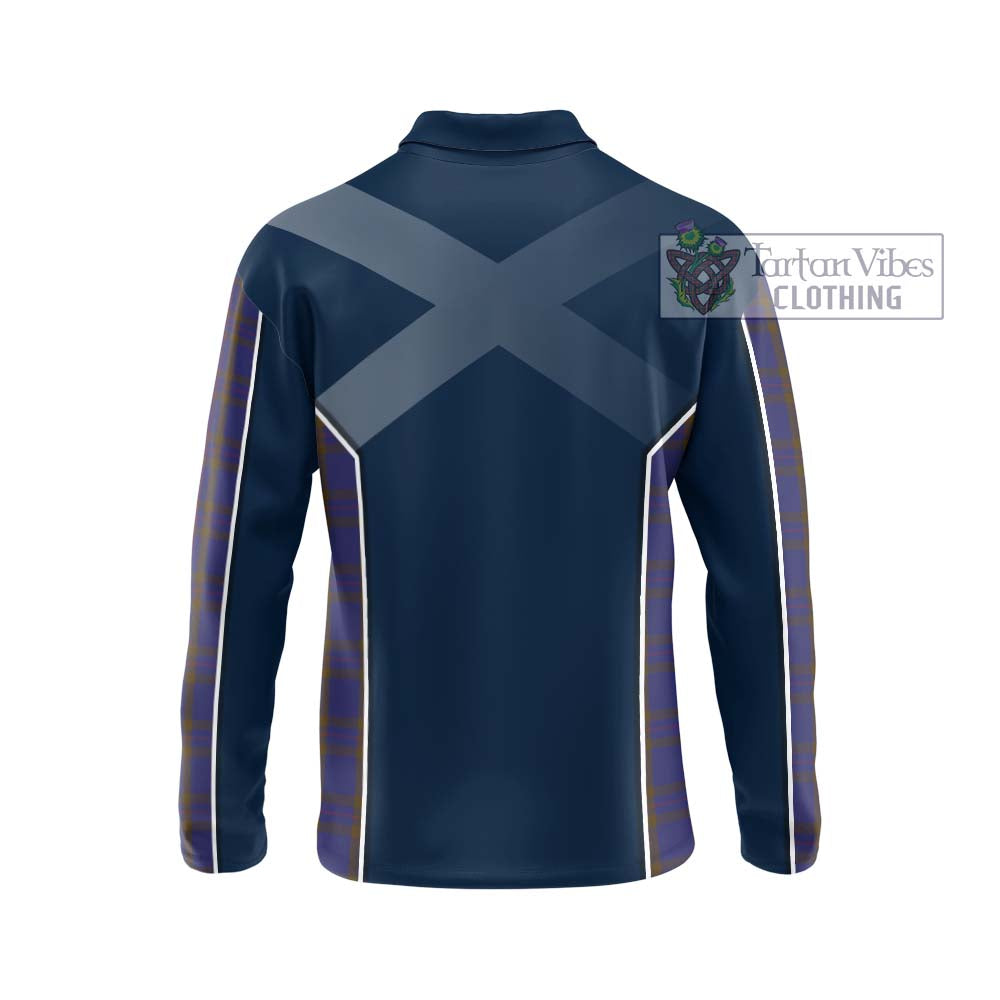 Elliot Tartan Long Sleeve Polo Shirt with Family Crest and Lion Rampant Vibes Sport Style - Tartan Vibes Clothing