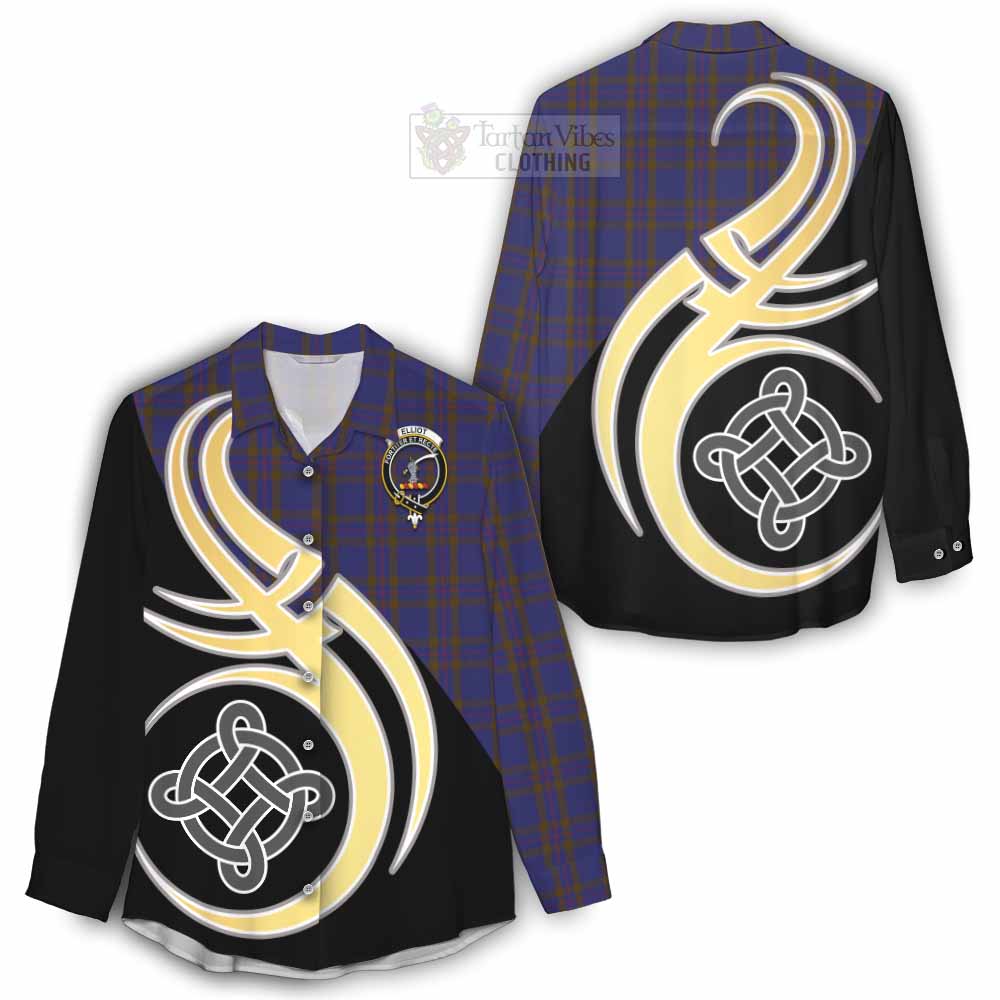 Tartan Vibes Clothing Elliot Tartan Women's Casual Shirt with Family Crest and Celtic Symbol Style