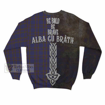 Elliot Tartan Family Crest Sweatshirt Alba Gu Brath Be Brave Lion Ancient Style - Tartan Vibes Clothing