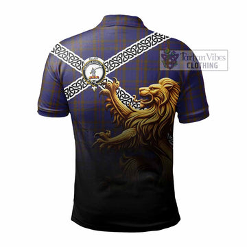Elliot Crest Tartan Polo Shirt with Golden Lion Emblem Celtic Style - Tartan Vibes Clothing