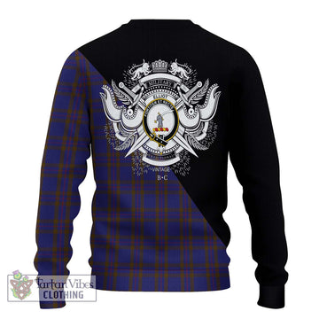 Elliot Tartan Ugly Sweater with Family Crest and Military Logo Style