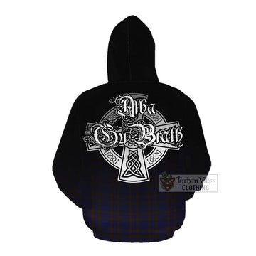 Elliot Tartan Cotton Hoodie Featuring Alba Gu Brath Family Crest Celtic Inspired