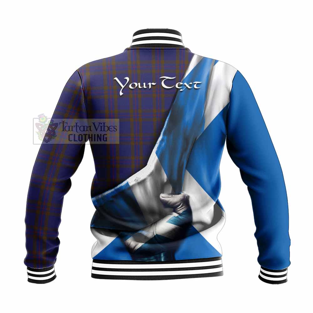 Tartan Vibes Clothing Elliot Tartan Baseball Jacket with Family Crest Scotland Patriotic Style