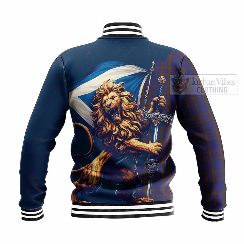 Tartan Vibes Clothing Elliot Tartan Family Crest Baseball Jacket with Scottish Majestic Lion