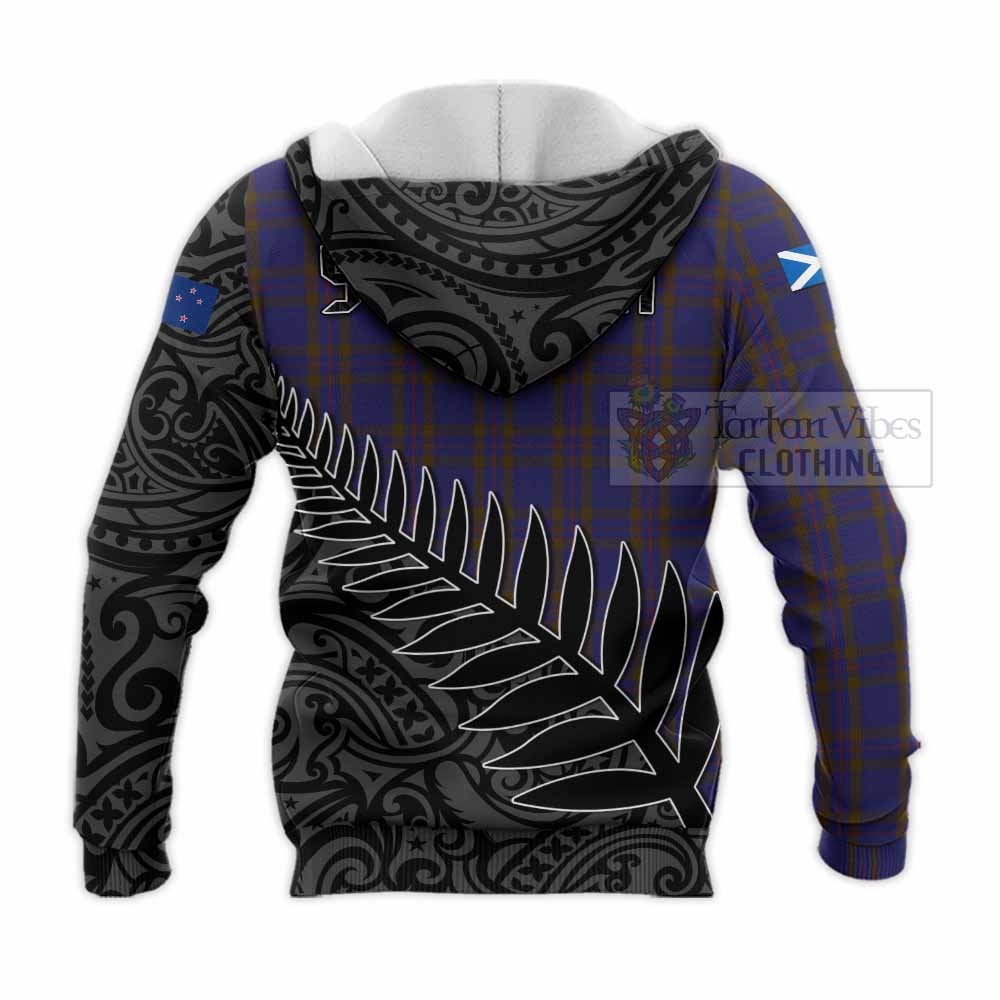 Tartan Vibes Clothing Elliot Crest Tartan Knitted Hoodie with New Zealand Silver Fern Half Style