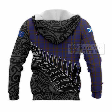 Elliot Crest Tartan Knitted Hoodie with New Zealand Silver Fern Half Style