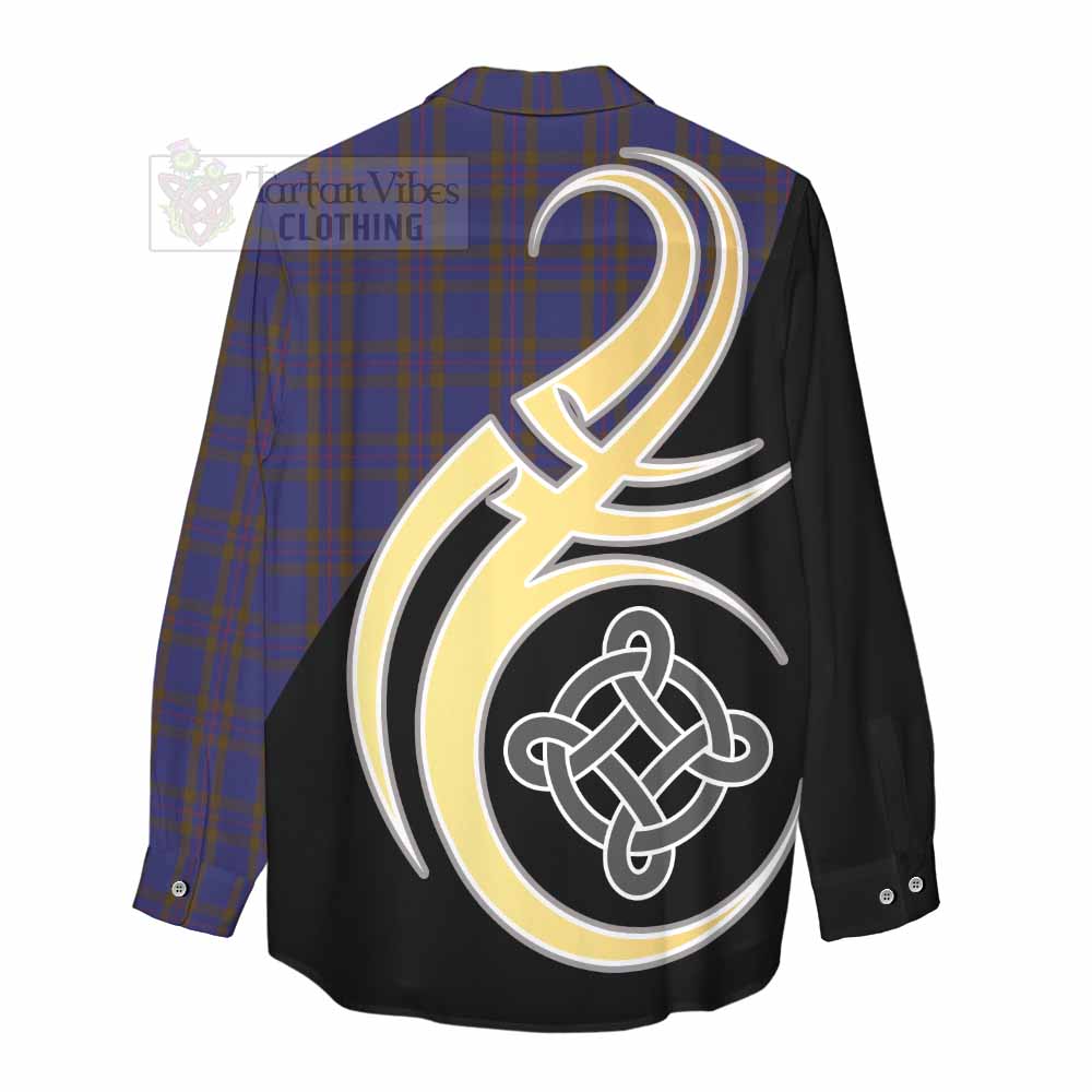 Tartan Vibes Clothing Elliot Tartan Women's Casual Shirt with Family Crest and Celtic Symbol Style