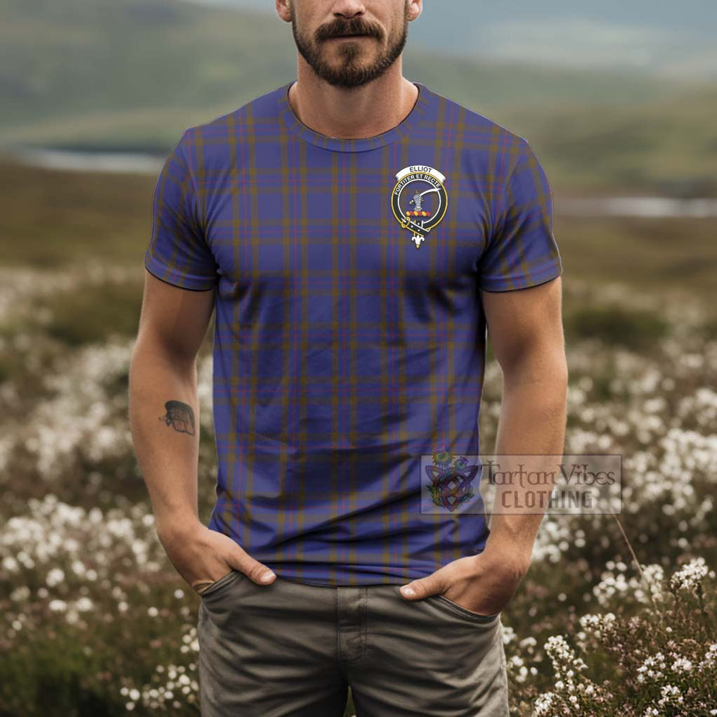 Tartan Vibes Clothing Elliot Tartan T-Shirt with Family Crest and Bearded Skull Holding Bottles of Whiskey