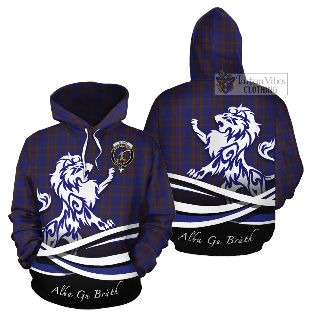 Tartan Vibes Clothing Elliot Tartan Cotton Hoodie with Alba Gu Brath Regal Lion Emblem