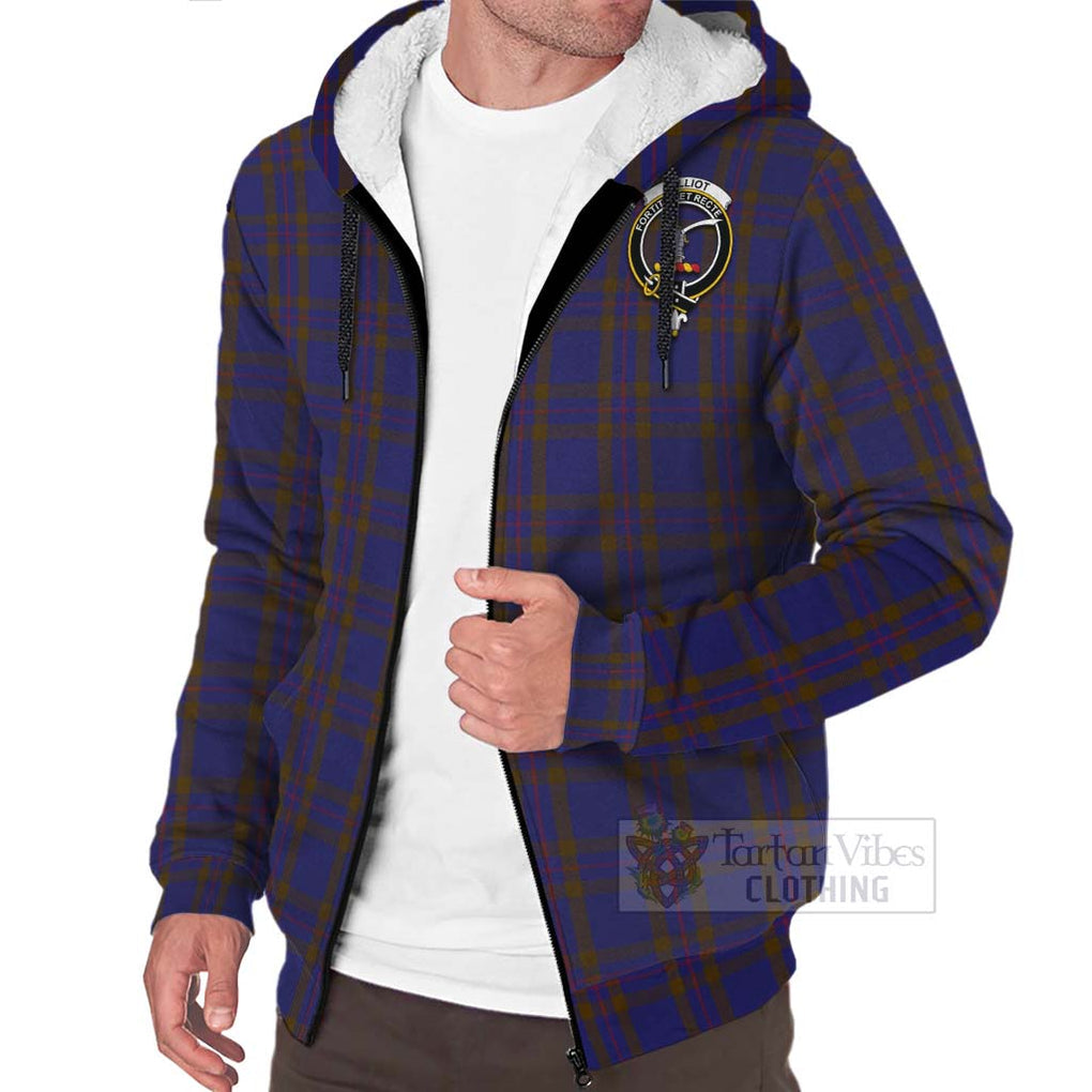 Tartan Vibes Clothing Elliot Tartan Sherpa Hoodie with Family Crest and Bearded Skull Holding Bottles of Whiskey