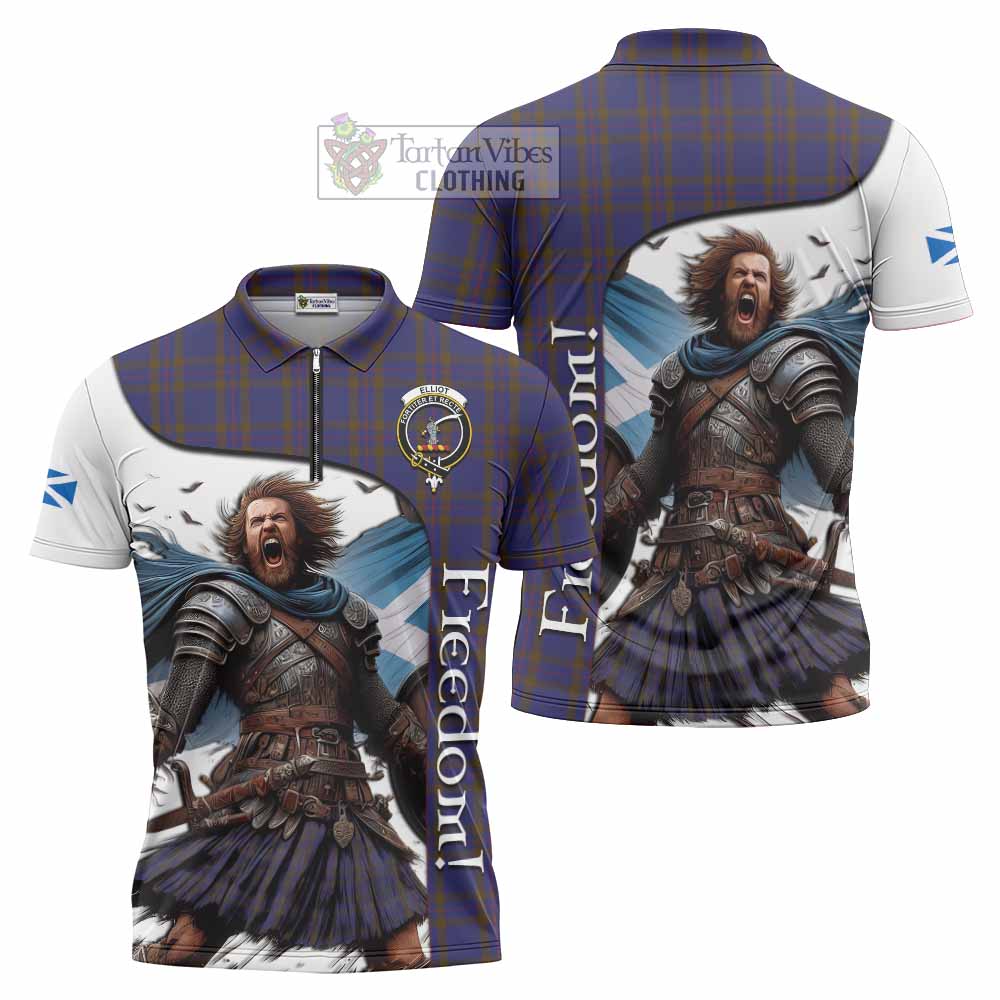 Tartan Vibes Clothing Elliot Crest Tartan Zipper Polo Shirt Inspired by the Freedom of Scottish Warrior