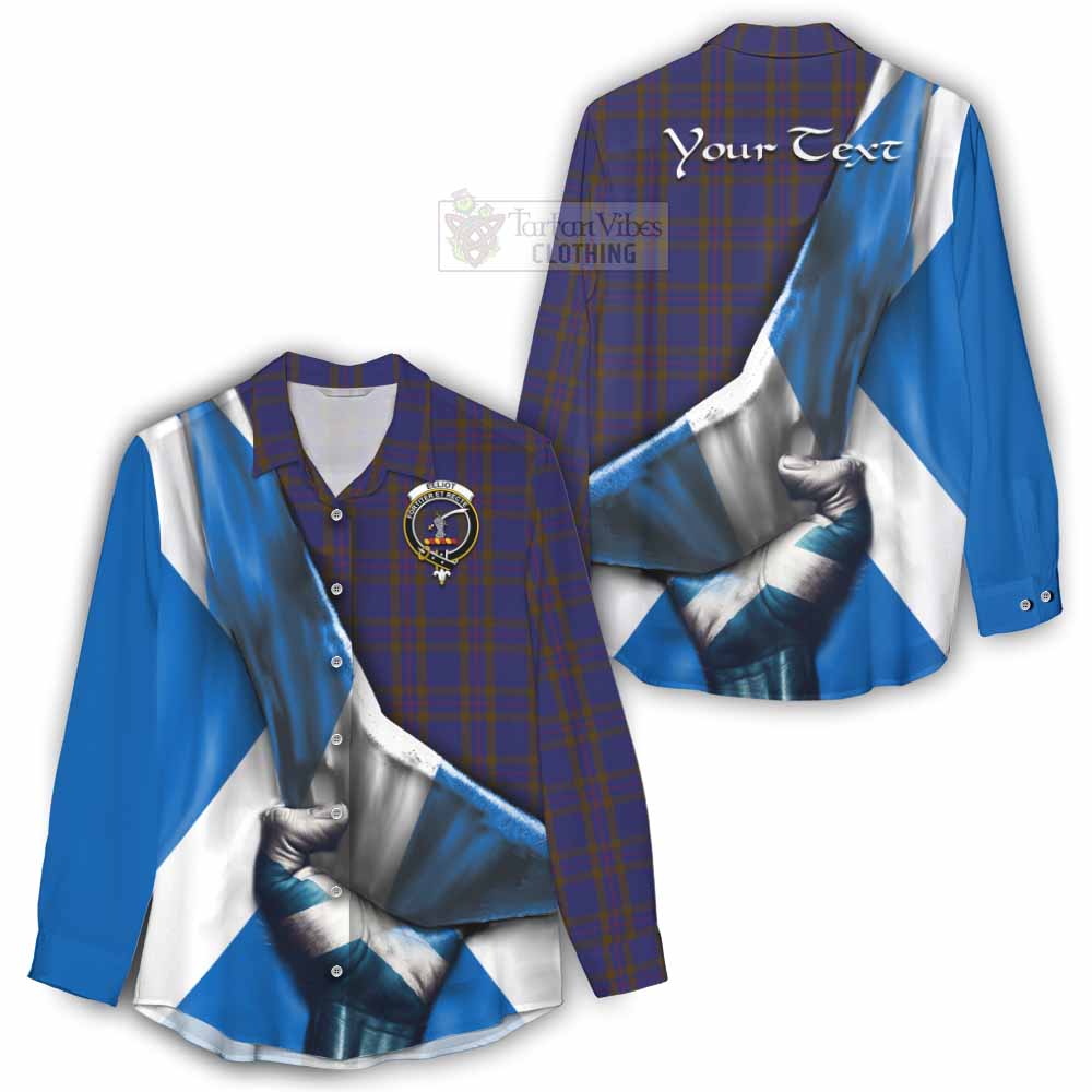 Tartan Vibes Clothing Elliot Tartan Women's Casual Shirt with Family Crest Scotland Patriotic Style