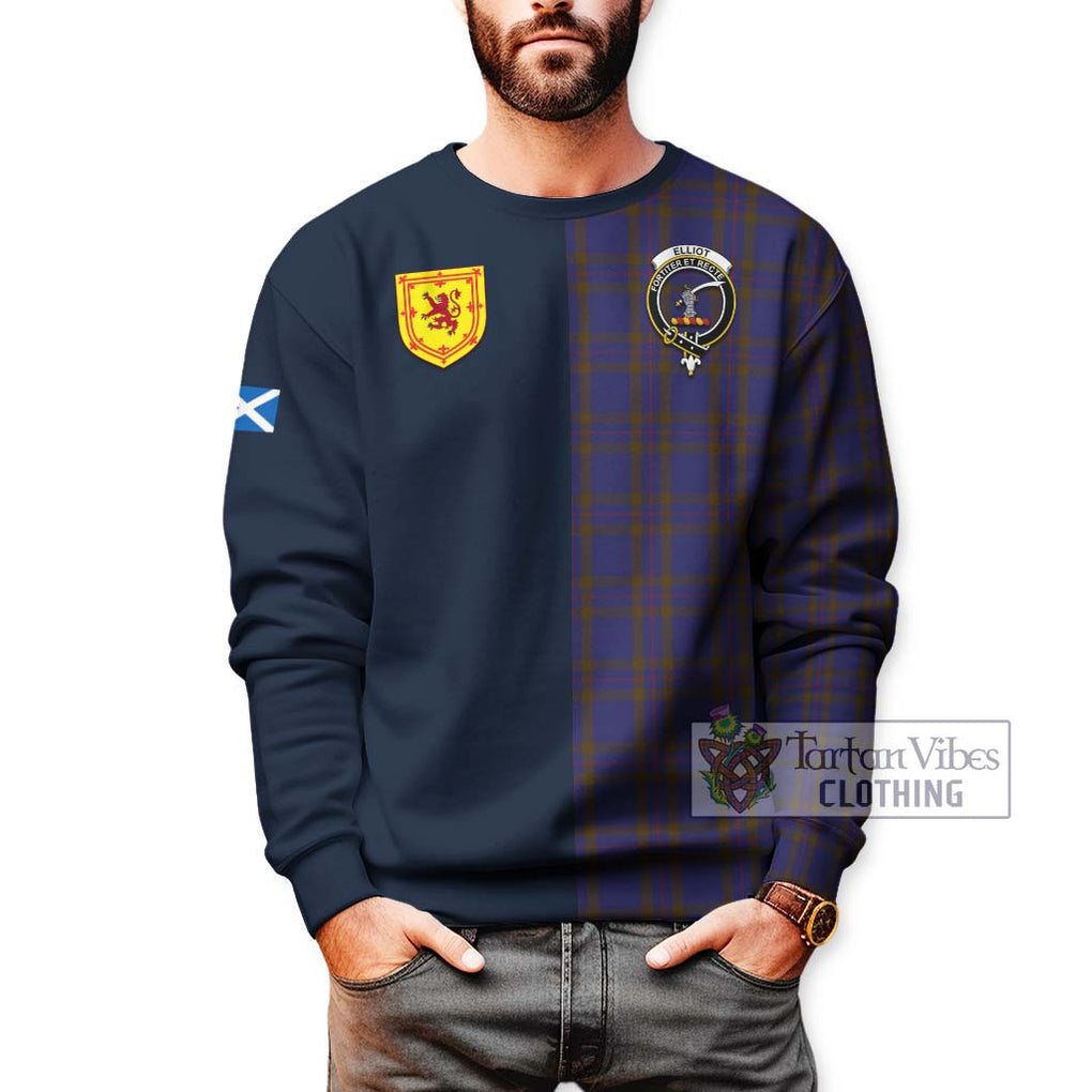 Elliot Tartan Sweatshirt Alba with Scottish Lion Royal Arm Half Style - Tartan Vibes Clothing
