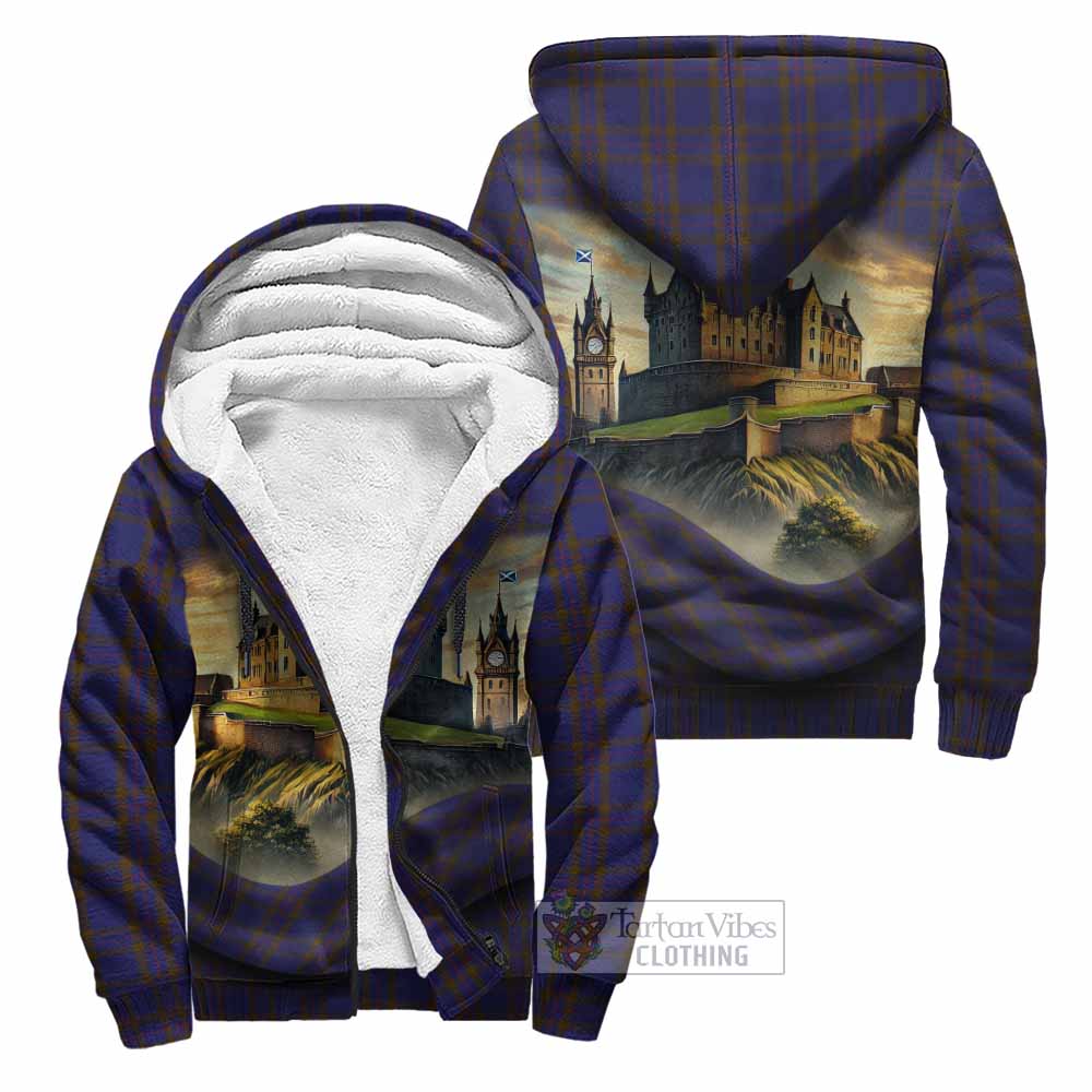 Elliot Tartan Family Crest Sherpa Hoodie with Scottish Ancient Castle Style Unisex - Tartan Vibes Clothing